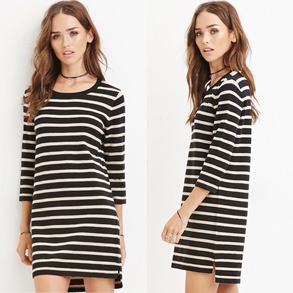 Forever 21 Women's Black Striped Tunic Sweater